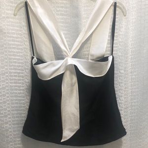 Raw silk Black and pearl white to fully lined top